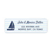 Nautical Return Address Navy Sailboat Etiket (Voorkant)