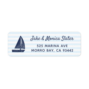 Nautical Return Address Navy Sailboat Etiket