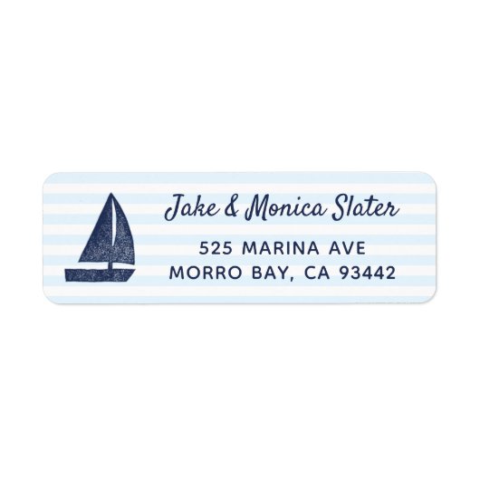 Nautical Return Address Navy Sailboat Etiket (Voorkant)
