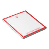 Nautical Rood en Witte Anker Gepersonaliseerd Notitieblok (Schuin)