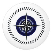 Nautical Roos Compass Cabinet Drawer Knob Navy Keramische Knop (Voorkant)