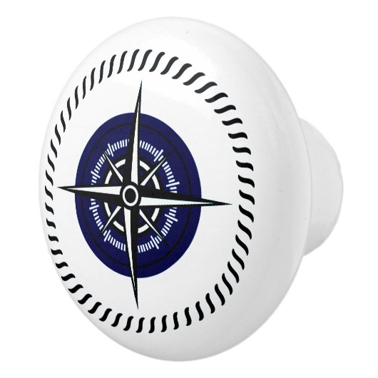 Nautical Roos Compass Cabinet Drawer Knob Navy Keramische Knop (Rechts)
