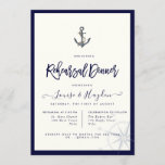 Nautical Rope Anchor Navy Blue Rehearsal Dinner Kaart<br><div class="desc">Elegant nautical Rehearsal Dinner Invitations,  met een waterverf anker met touw in blauw en kompas,  voorzien van een modern handgeschreven script,  DIY achtergrondkleur,  lijst en lettertypen.

Copyright © 2016-2019 Bombino Design.</div>