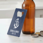 Nautical Rope & Anchor Personalized Wedding Favor Creditkaart Flessenopener