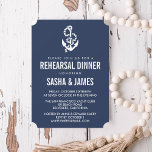 Nautical Rope & Anchor Rehearsal Dinner Invitation Kaart<br><div class="desc">Het ontwerp kenmerkt een touw en een ankerillustratie op een klassieke blauw van de marine achtergrond. Coördinatie van accessoires die in onze winkel beschikbaar zijn.</div>