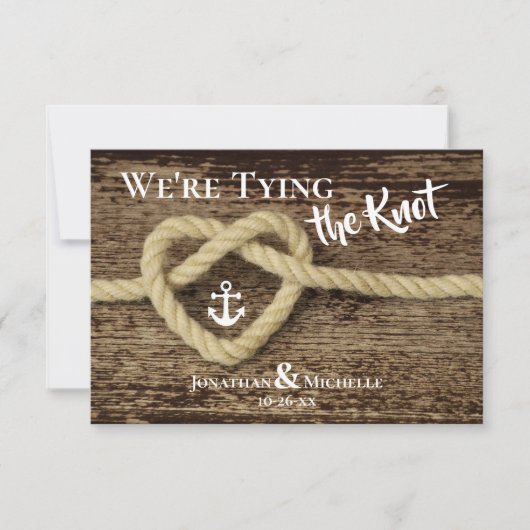 Nautical Rope, Anchor We zijn de Knot Wedding aan  Save The Date (Voorkant)