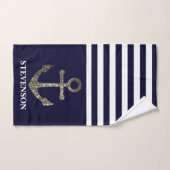 Nautical Rope and Anchor Family Name Sailing Blue Handdoek (Handdoek)