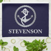 Nautical Rope and Anchor Family Name Sailing Theedoek (Gevouwen)