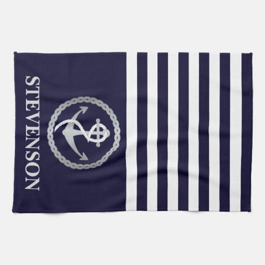 Nautical Rope and Anchor Family Name Sailing Theedoek (Horizontaal)