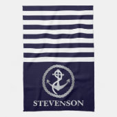 Nautical Rope and Anchor Family Name Sailing Theedoek (Verticaal)