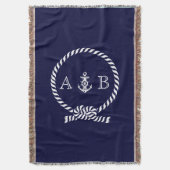Nautical Rope and Anchor Monogram Deken (Voorkant Verticaal)