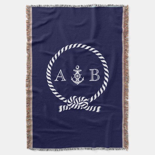 Nautical Rope and Anchor Monogram Deken (Voorkant Verticaal)