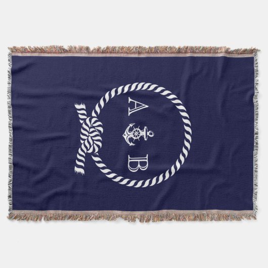 Nautical Rope and Anchor Monogram Deken (Voorkant)