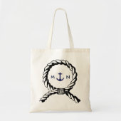 Nautical Rope and Navy Blue Anchor Monogrammed Tote Bag (Voorkant)
