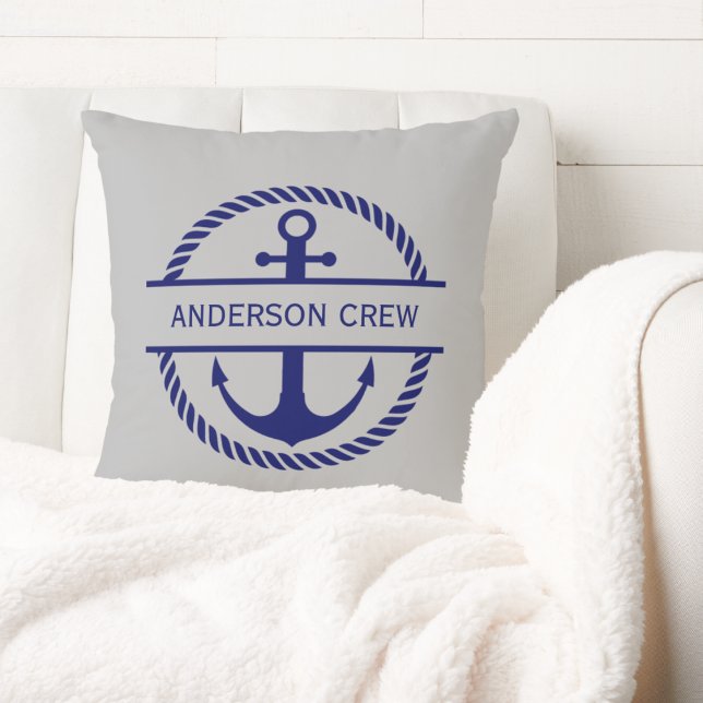 Nautical Rope & Anker Monogram Crew Kussen (Creator heeft geüpload)