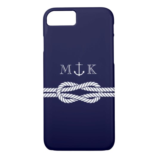 Nautical Rope en Anchor Monogram bij de marine Case-Mate iPhone Case (Achterkant)