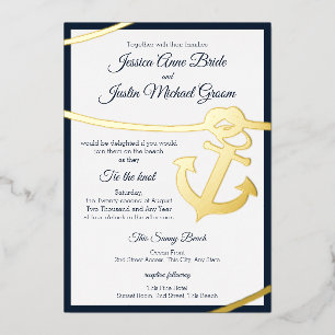 Nautical Rope en Anchor Wedding Folie Uitnodiging