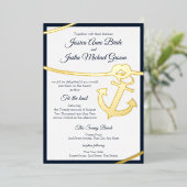 Nautical Rope en Anchor Wedding Folie Uitnodiging (Staand Voorkant)