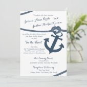 Nautical Rope en Anchor Wedding Kaart (Staand voorkant)