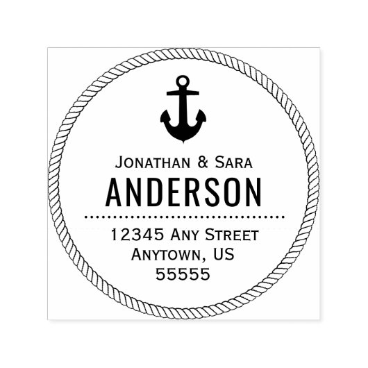 Nautical Rope en Anker Retouradres Zelfinktende Stempel (Design)