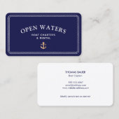 Nautical Rope Gold Boat Anchor Navy Visitekaartje (Voorkant / Achterkant)