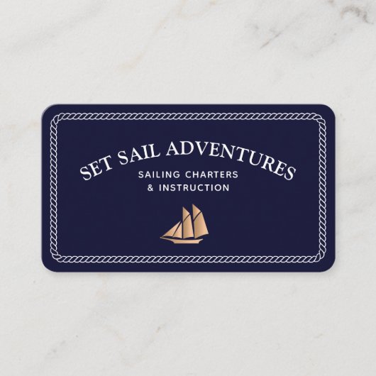 Nautical Rope Gold Sailboot Visitekaartje (Voorkant)
