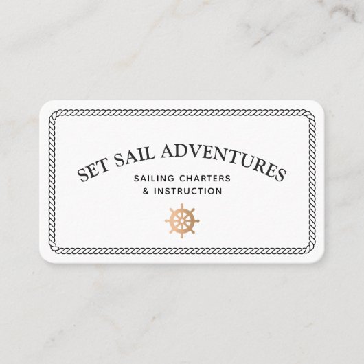 Nautical Rope Gold Ship Helm Visitekaartje (Voorkant)