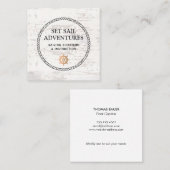 Nautical Rope Gold Ship Helm White Wood Vierkante Visitekaartje (Voorkant / Achterkant)