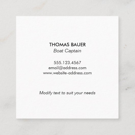 Nautical Rope Gold Ship Helm White Wood Vierkante Visitekaartje (Achterkant)