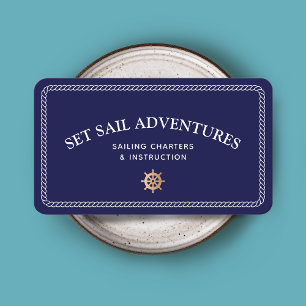 Nautical Rope Gold Ship Wheel Visitekaartje