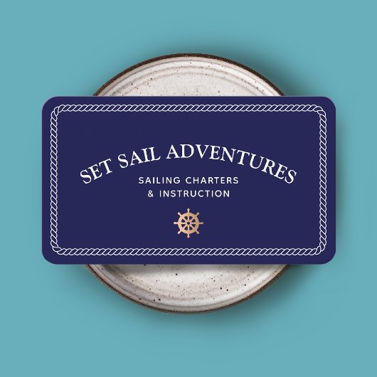 Nautical Rope Gold Ship Wheel Visitekaartje