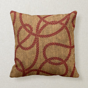Nautical Rope in Natural and Rustic Red Kussen