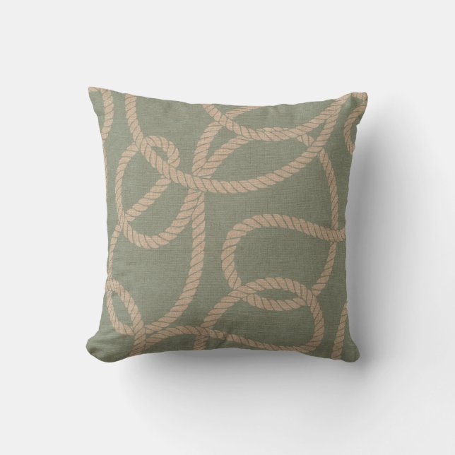 Nautical Rope in Seafoam Green Kussen (Voorkant)