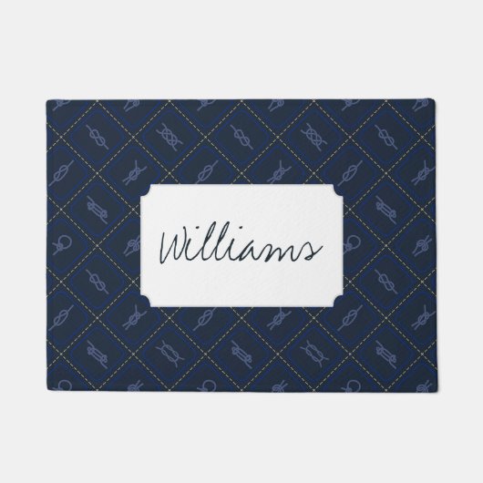 Nautical Rope Knot Pattern | Jouw namen toevoegen Deurmat (Voorkant)