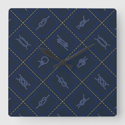 Nautical Rope Knot Pattern Vierkante Klok (Voorkant)