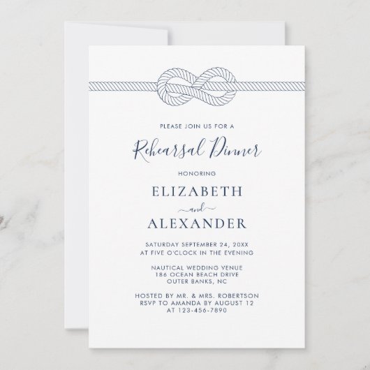 Nautical Rope Knot Repetitie Diner Uitnodiging (Voorkant)