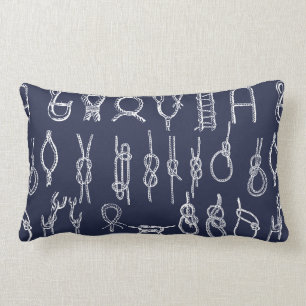 Nautical Rope Knots Navy Blue & Family Name Kussen