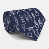 Nautical Rope Knots & Navy Blue Stropdas (Opgerold)