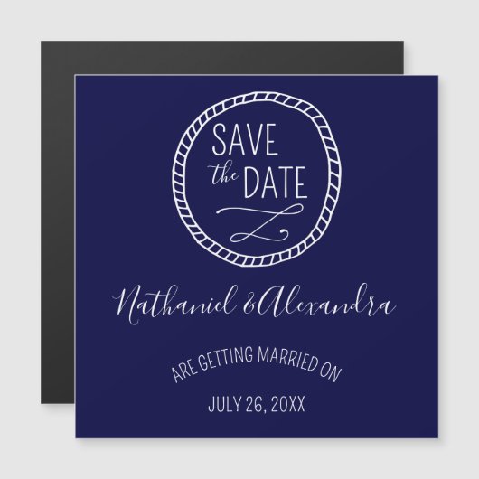 Nautical Rope met de datum opslaan Magnetische Uitnodiging (Voorkant / Achterkant)