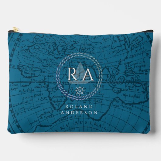 Nautical Rope Monogram Map Blue Etui (Voorkant)