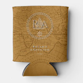 Nautical Rope Monogram Map Brown Blikjeskoeler