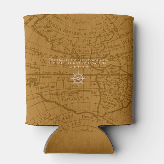 Nautical Rope Monogram Map Brown Blikjeskoeler (Achterkant)