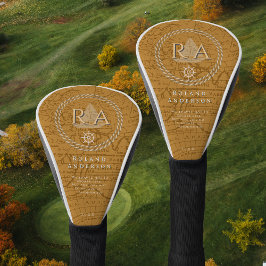 Nautical Rope Monogram Map Brown Golfheadcover