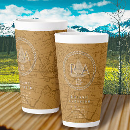 Nautical Rope Monogram Map Brown Latte Mok
