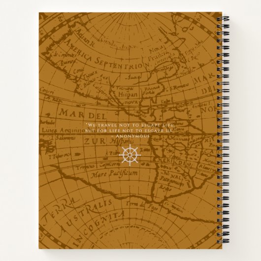 Nautical Rope Monogram Map Brown Notitieboek (Achterkant)