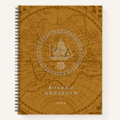 Nautical Rope Monogram Map Brown Notitieboek (Voorkant)