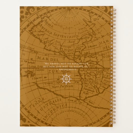 Nautical Rope Monogram Map Brown Planner (Achterkant)