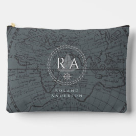 Nautical Rope Monogram Map Grey Etui