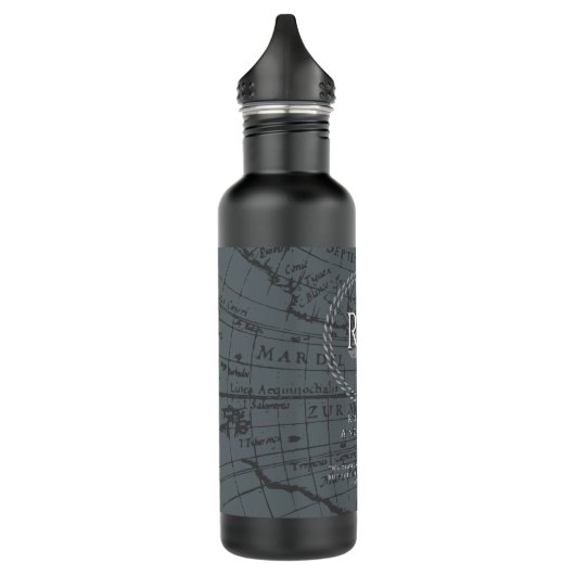 Nautical Rope Monogram Map Grey Waterfles (Links)