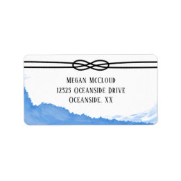 Nautical Rope Ocean Blue Waterverf Etiket